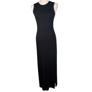 Quince Maxi Dress Womens Size S Black Tencel Lyocell Minimalist Slit Sleeveless